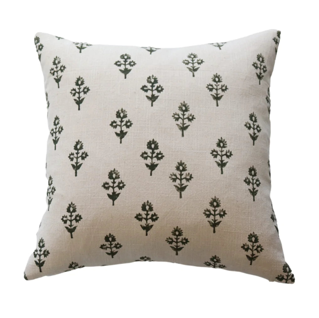 **FLAWED** Aspen Floral Block Print Pillow Cover