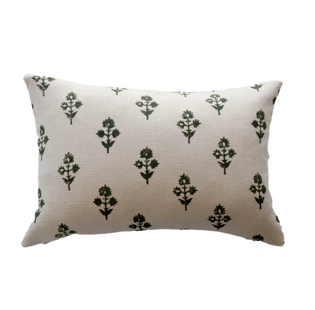 **FLAWED** Aspen Floral Block Print Pillow Cover