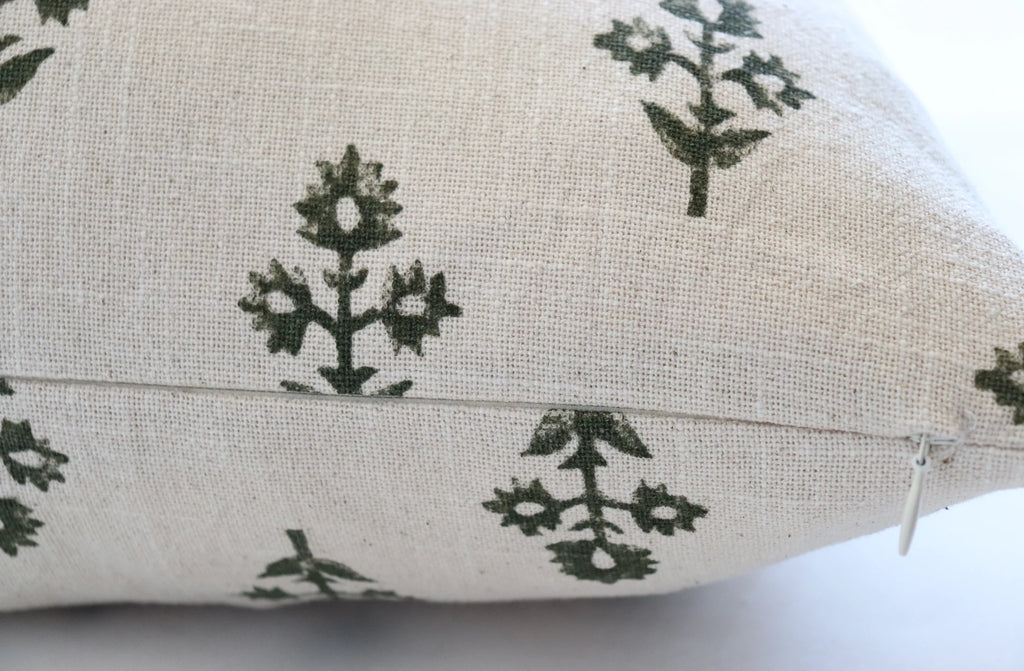 **FLAWED** Aspen Floral Block Print Pillow Cover